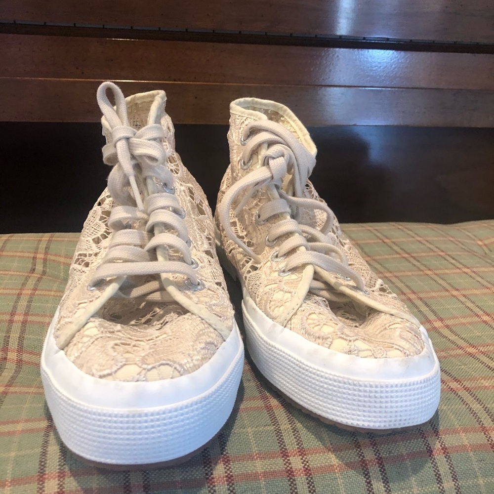 Superga ivory lace high tops - Picture 3 of 6